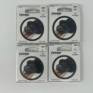 NWT Tiffen 43MM, 43MM, 49MM, 52MM UV Protector Filters Set of 4